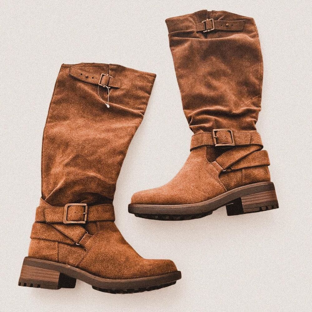 Brown suede like Slouchy y2k style Knee High Boots – Y2K Indie Cowgirl rave 6.5